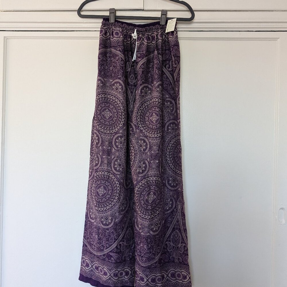 Thailand long cotton pant purple, one size